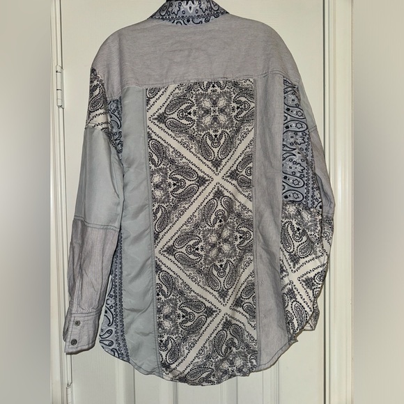 Free People Multi Pattern Distressed Button Down - Picture 4 of 4
